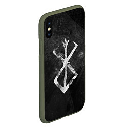 Чехол iPhone XS Max матовый BERSERK LOGO GRUNGE, цвет: 3D-темно-зеленый — фото 2