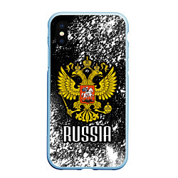 Чехол iPhone XS Max матовый Russia, цвет: 3D-голубой