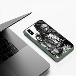 Чехол iPhone XS Max матовый THE LAST OF US ЧЁРНО БЕЛЫЙ, цвет: 3D-темно-зеленый — фото 2