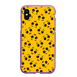 Чехол iPhone XS Max матовый FORTNITE BANANA FACE PATTERN ФОРТНАЙТ ЛИЦО БАНАНА, цвет: 3D-фиолетовый