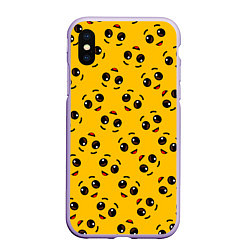 Чехол iPhone XS Max матовый FORTNITE BANANA FACE PATTERN ФОРТНАЙТ ЛИЦО БАНАНА, цвет: 3D-светло-сиреневый