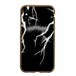 Чехол iPhone XS Max матовый GHOSTEMANE Lightning Гостмейн Молния Надпись, цвет: 3D-коричневый