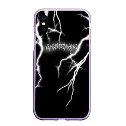 Чехол iPhone XS Max матовый GHOSTEMANE Lightning Гостмейн Молния Надпись, цвет: 3D-светло-сиреневый