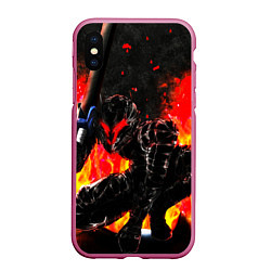 Чехол iPhone XS Max матовый БЕРСЕРК ОГНЕННЫЙ BERSERK, цвет: 3D-малиновый