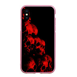 Чехол iPhone XS Max матовый Черепа свалка, цвет: 3D-розовый