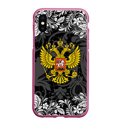 Чехол iPhone XS Max матовый Российская Федерация, цвет: 3D-малиновый