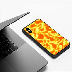 Чехол iPhone XS Max матовый Огненная вспышка, цвет: 3D-черный — фото 2