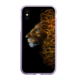 Чехол iPhone XS Max матовый ПЛАМЕННЫЙ ЛЕВ, цвет: 3D-светло-сиреневый