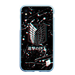 Чехол iPhone XS Max матовый Attack on titan: Glitch, цвет: 3D-голубой