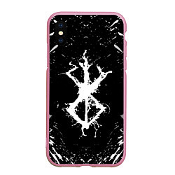 Чехол iPhone XS Max матовый БЕРСЕРК БЕЛОЕ КЛЕЙМО, цвет: 3D-розовый