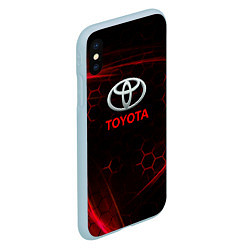 Чехол iPhone XS Max матовый Toyota Неоновые соты, цвет: 3D-голубой — фото 2