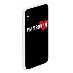 Чехол iPhone XS Max матовый Im broken с разбитым сердцем, цвет: 3D-белый — фото 2