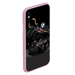 Чехол iPhone XS Max матовый Бэха в ночном городе, цвет: 3D-розовый — фото 2