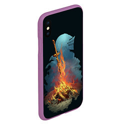 Чехол iPhone XS Max матовый Witcher 3 костер, цвет: 3D-фиолетовый — фото 2