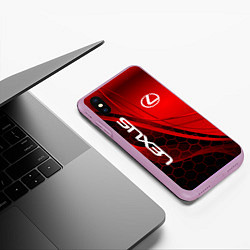 Чехол iPhone XS Max матовый LEXUS RED GEOMETRY ЛЕКСУС, цвет: 3D-сиреневый — фото 2