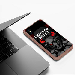 Чехол iPhone XS Max матовый CHICAGO BULLS ЯРОСТНЫЙ БЫК, цвет: 3D-коричневый — фото 2