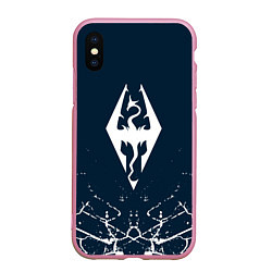 Чехол iPhone XS Max матовый THE ELDER SCROLLS SKYRIM ЭМБЛЕМА ДРАКОНА, цвет: 3D-розовый