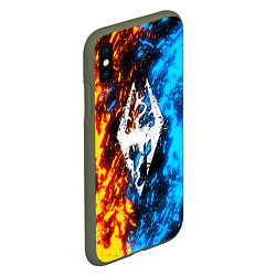 Чехол iPhone XS Max матовый TES SKYRIM BATTLE FIRE БИТВА ОГНЕЙ, цвет: 3D-темно-зеленый — фото 2