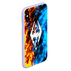 Чехол iPhone XS Max матовый TES SKYRIM BATTLE FIRE БИТВА ОГНЕЙ, цвет: 3D-светло-сиреневый — фото 2