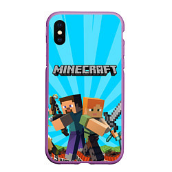 Чехол iPhone XS Max матовый МАЙНКРАФТ ГЕРОИ ИГРЫ MINECRAFT, цвет: 3D-фиолетовый