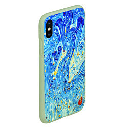 Чехол iPhone XS Max матовый Сползающие краски, цвет: 3D-салатовый — фото 2