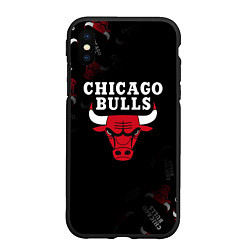 Чехол iPhone XS Max матовый ЧИКАГО БУЛЛС БЫКИ CHICAGO BULLS, цвет: 3D-черный