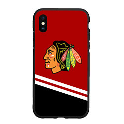 Чехол iPhone XS Max матовый Chicago Blackhawks, NHL, цвет: 3D-черный