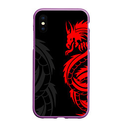 Чехол iPhone XS Max матовый КРАСНЫЙ ДРАКОН ТАТУ RED DRAGON TATTOO, цвет: 3D-фиолетовый