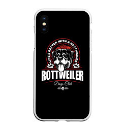 Чехол iPhone XS Max матовый Ротвейлер Rottweiler, цвет: 3D-белый