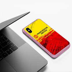 Чехол iPhone XS Max матовый Manchester United: Дьяволы, цвет: 3D-розовый — фото 2