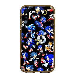 Чехол iPhone XS Max матовый SONIC PATTERN HERO СОННИК, цвет: 3D-коричневый