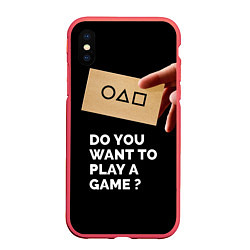 Чехол iPhone XS Max матовый Squid game: Do you want to play a game?, цвет: 3D-красный