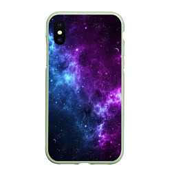 Чехол iPhone XS Max матовый NEON GALAXY НЕОНОВЫЙ КОСМОС, цвет: 3D-салатовый