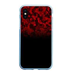 Чехол iPhone XS Max матовый BLACK RED CAMO RED MILLITARY, цвет: 3D-голубой
