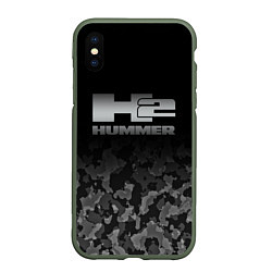 Чехол iPhone XS Max матовый H2 HUMMER LOGO, цвет: 3D-темно-зеленый