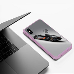 Чехол iPhone XS Max матовый Lamborghini - не для всех!, цвет: 3D-сиреневый — фото 2