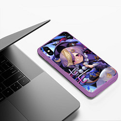 Чехол iPhone XS Max матовый Genshin Impact: Qiqi, цвет: 3D-фиолетовый — фото 2