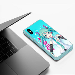 Чехол iPhone XS Max матовый Hatsune Miku, Мику Хацунэ, цвет: 3D-мятный — фото 2