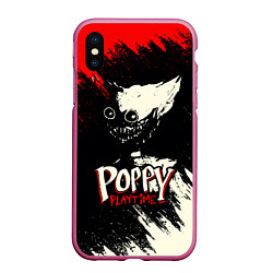 Чехол iPhone XS Max матовый Poppy Playtime: Red & Black, цвет: 3D-малиновый