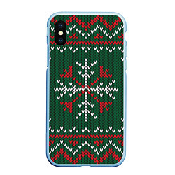 Чехол iPhone XS Max матовый Knitted Snowflake Pattern, цвет: 3D-голубой