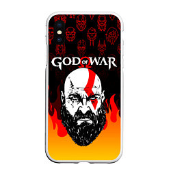 Чехол iPhone XS Max матовый GOD OF WAR ГОД ОФ ВАР FIRE ART УЗОР