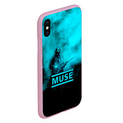 Чехол iPhone XS Max матовый Мэттью Беллами бирюзовый туман Muse, цвет: 3D-розовый — фото 2