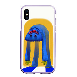 Чехол iPhone XS Max матовый Poppy Playtime: Huggy Wuggy, цвет: 3D-светло-сиреневый