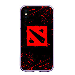 Чехол iPhone XS Max матовый DOTA 2 БРЫЗГИ КРАСОК ДОТА 2 ЛОГО, цвет: 3D-светло-сиреневый