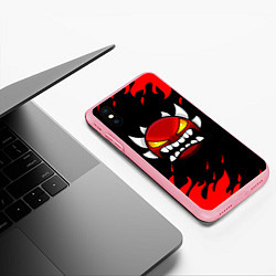 Чехол iPhone XS Max матовый Geometry Dash: Demon Red Fire, цвет: 3D-баблгам — фото 2