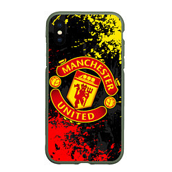 Чехол iPhone XS Max матовый MANCHESTER UNITED, БРЫЗГИ КРАСОК