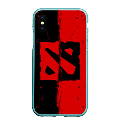 Чехол iPhone XS Max матовый DOTA 2 БРЫЗГИ КРАСОК, КРАСНО ЧЁРНЫЙ ЛОГО, цвет: 3D-мятный