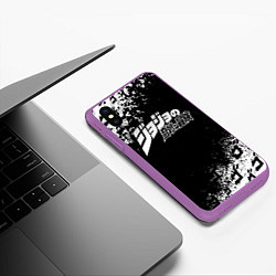 Чехол iPhone XS Max матовый JOJOS BIZARRE ADVENTURE БРЫЗГИ КРАСОК СИМВОЛЫ, цвет: 3D-фиолетовый — фото 2