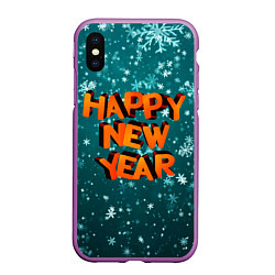 Чехол iPhone XS Max матовый HAPPY NEW YEAR 2022 С НОВЫМ ГОДОМ, цвет: 3D-фиолетовый