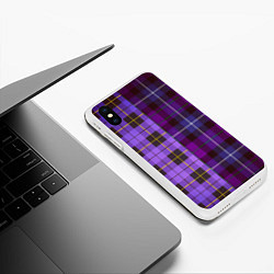 Чехол iPhone XS Max матовый Purple Checkered, цвет: 3D-белый — фото 2